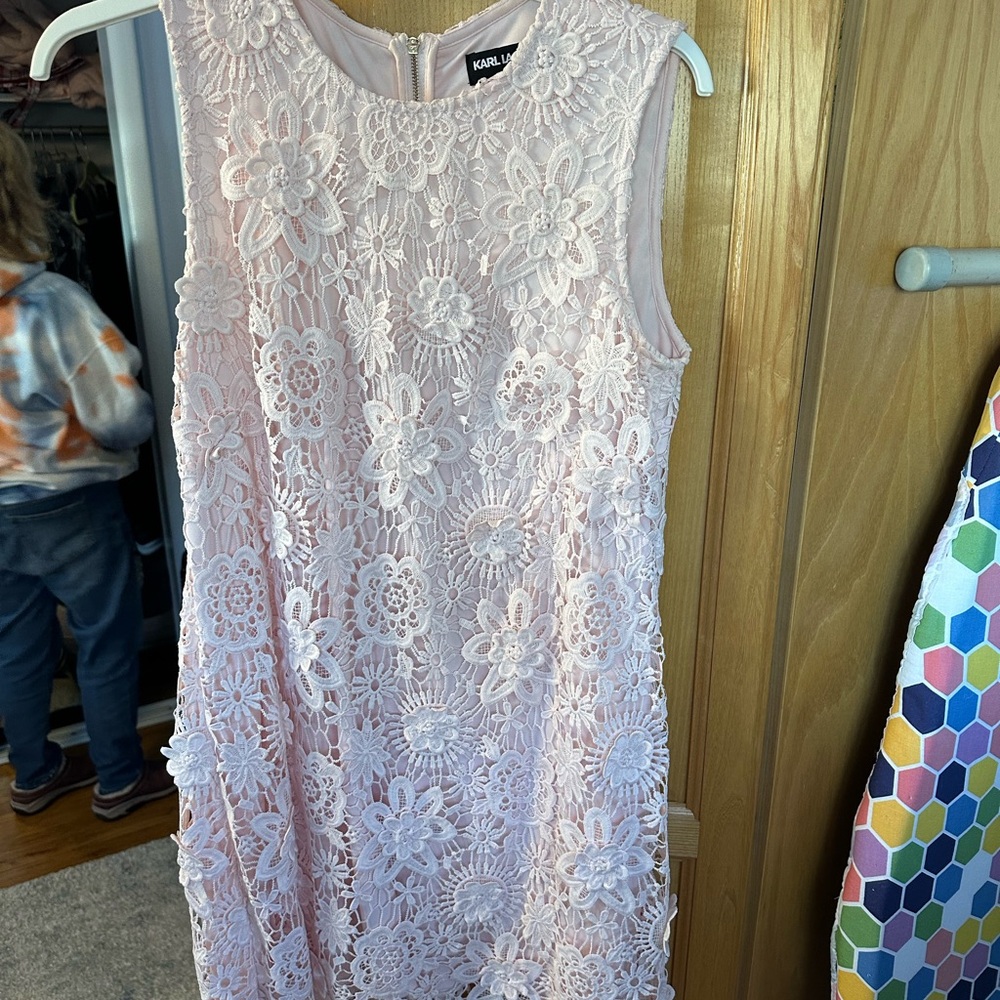 Karl Lagerfeld Pink Floral Lace Dress
